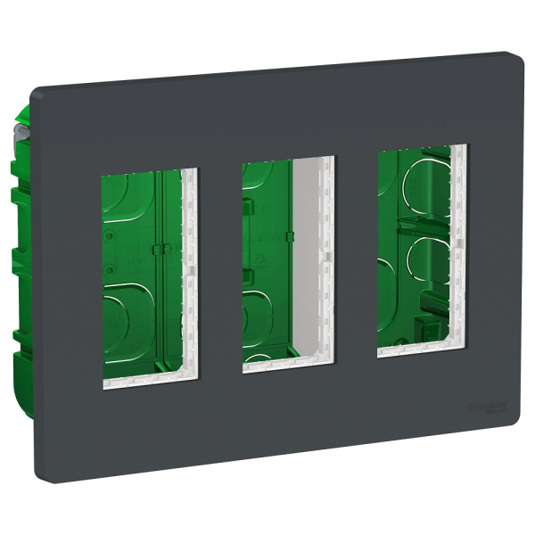 SE Unica System+ Антрацит Блок скрытой установки 3х2 NU173454