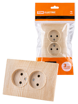 TDM Розетка двойная 2П 10А 250В сосна "Лама" SQ1815-0324