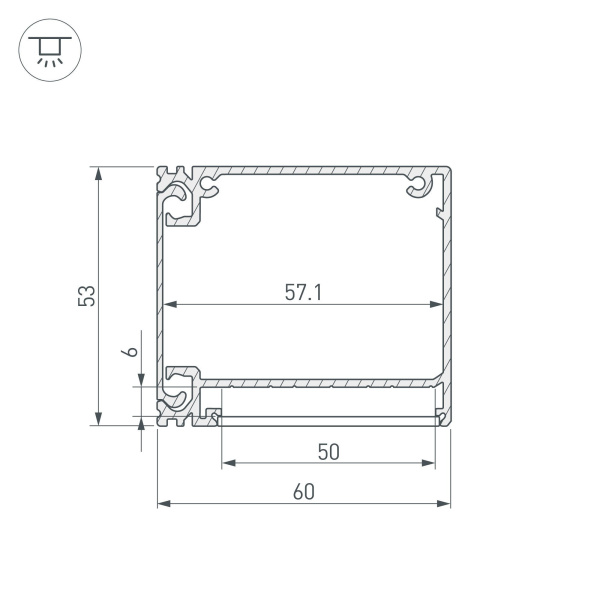 Купить Arlight Профиль BOX60-SIDE-2000 ANOD (Алюминий) 017353