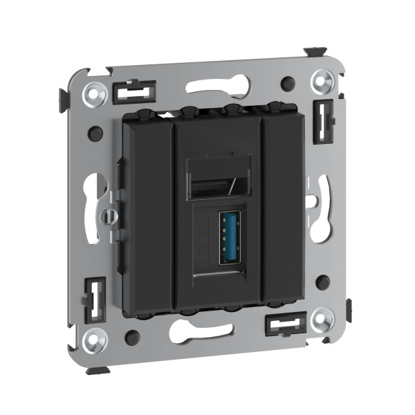 Купить DKC USB 3.0 розетка одинарная в стену, тип А-А, "Avanti", "Черный матовый"