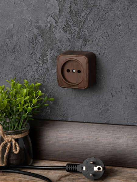 Купить EKF Basic Минск Темное дерево Розетка б/з, 10А, ОП