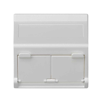 Simon Connect Белая Плата наклонная со шторками на 2 модуля MD (RJ45, оптоволокно), 45х45мм KB80-9