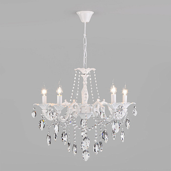 Eurosvet Классическая подвесная люстра 10108/5 белый/прозрачный хрусталь Strotskis a045451