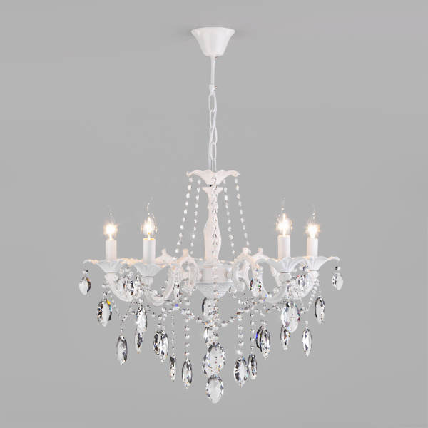 Eurosvet Классическая подвесная люстра 10108/5 белый/прозрачный хрусталь Strotskis a045451