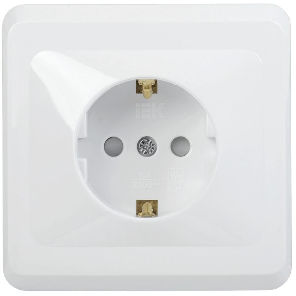 Купить IEK VEGA РСш10-3-ВБ Розетка 1местн. c з/к c защ.штор. 16А ВЕГА (белый)
