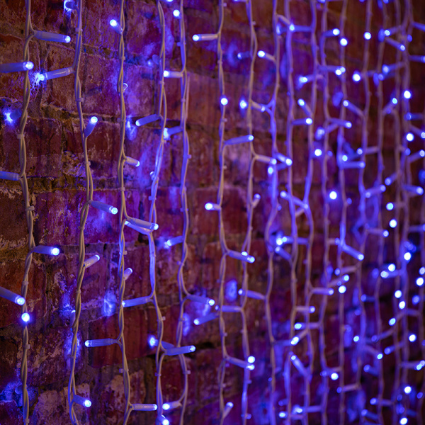 NEON-NIGHT Гирлянда "Светодиодный Дождь" 2х1,5м, постоянное свечение, белый провод "КАУЧУК", 230 В, диоды СИНИЕ, 360 LED 237-113