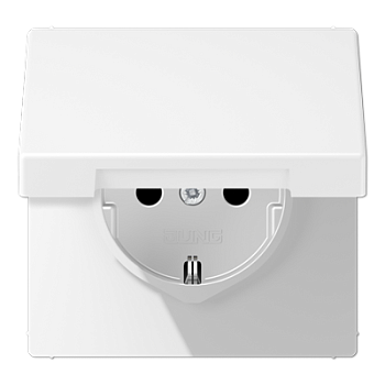 JUNG Штепсельная розетка SCHUKO 16A, 250V~  с защитой от детей и крышкой, белоснежный матовый LS1521KIKLWWM