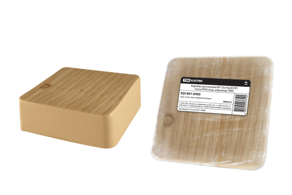 TDM Коробка распаячная КР 75х75х28 ОП сосна IP40, инд. штрихкод SQ1401-0405