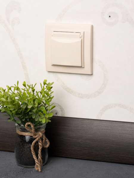 Купить EKF Basic Минск Бежевый Розетка с/з, со шторками и крышкой, 16А, IP44, СП