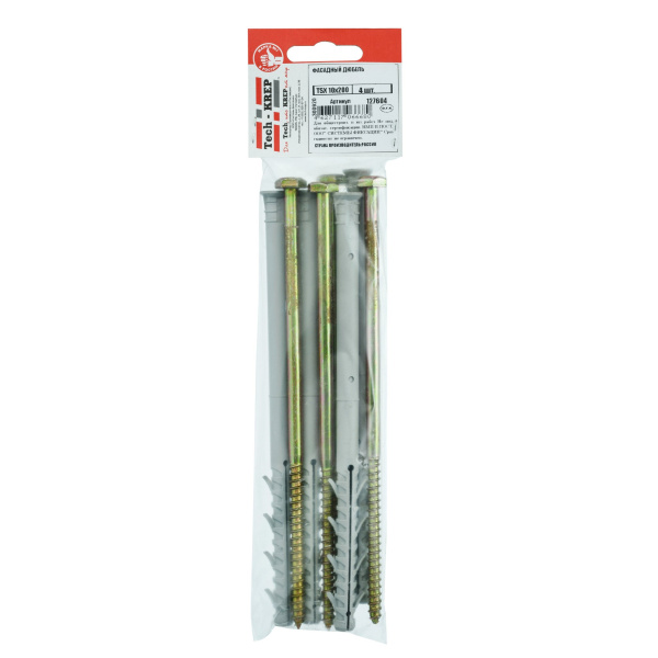 Tech-Krep Фасадный дюбель TSX 10х200  (4 шт)- пакет 127604