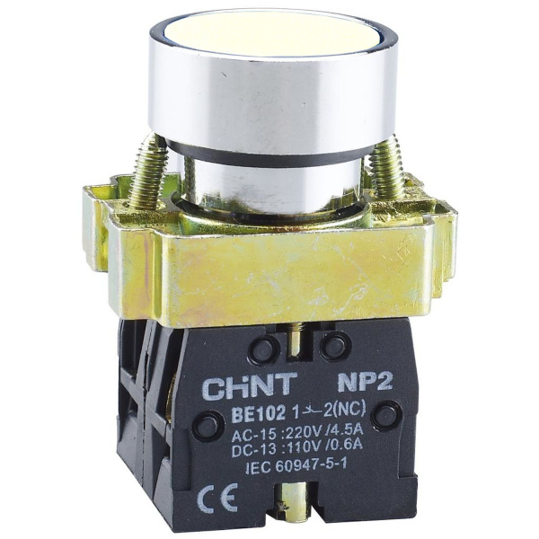 CHINT Кнопка управления NP2-BA11 без подсветки белая, 1НО, IP40 (R)