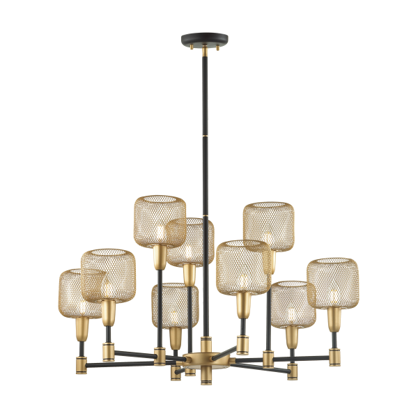 Купить Odeon Light 4975/9 LOFT ODL22 475 черный/мат.золотой/металл.сетка Люстра E14 9*40W LECOLA