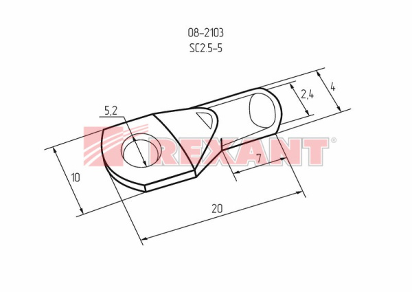Купить Наконечник кольцевой (НК ø5.2мм) 2.5мм² (ТМЛ (DIN) 2.5-5) Rexant 08-2103
