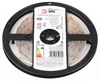 ЭРА Светодиодная лента Б0056516 LS2835-60LED-IP65-W-eco-5m белая 5 м