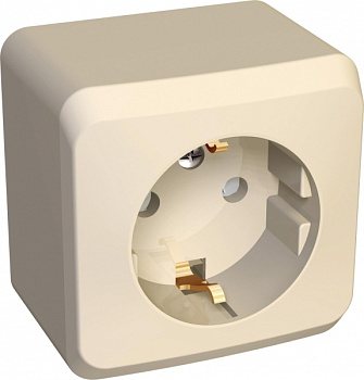 Systeme Electric Этюд наруж Крем Розетка 1-ая с/з со шторками