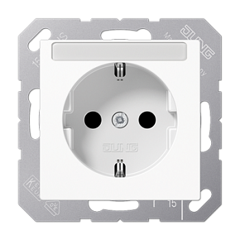 JUNG Штепсельная розетка SCHUKO 16A 250V~ с защитой от детей с полем для надписи термопласт белая A1520BFKINAWW