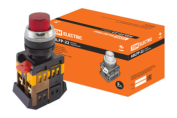TDM Кнопка ABLFP-22 красный d22мм неон/230В 1з+1р SQ0704-0005