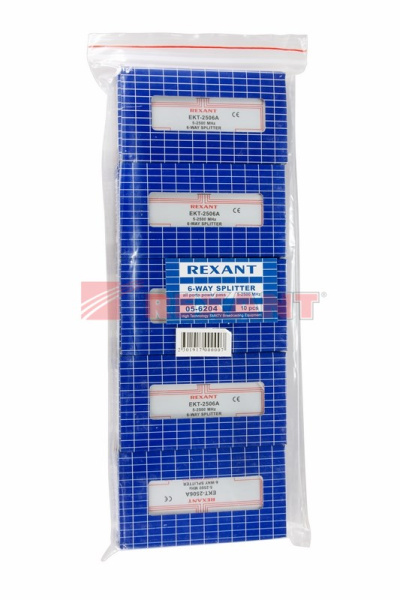 Купить Делитель ТВ х 6 под F Разъем 5-2500 МГц "СПУТНИК" Rexant 05-6204