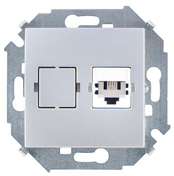 Simon 15 Алюминий Розетка ТЛФ 1-аяRJ11, винт.зажим 1591480-033