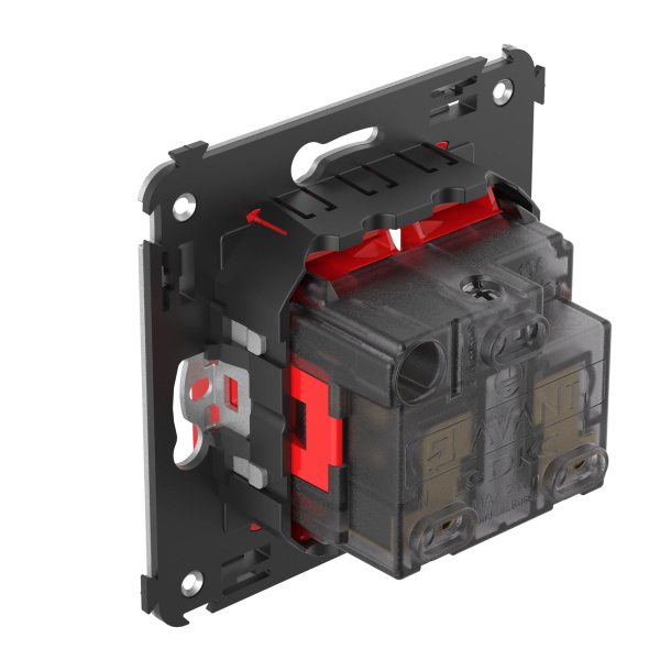 Купить DKC Розетка в стену, 2P+E, с з/ш, "Avanti", "Красный квадрат"