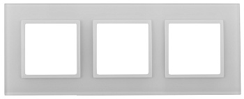 Эра Elegance Рамка для розеток и выключателей 14-5103-01 на 3 поста, стекло, белый+белый