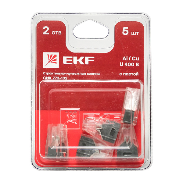 Купить Строительно-монтажная клемма СМК 773-102 2 отверстия 1,0-2,5мм2 блистер (5шт.) EKF PROxima
