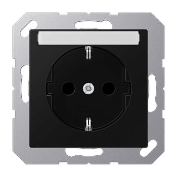 JUNG A Flow/A 550 Черный матовый Розетка 16A 250V с защитой от детей, с полем для надписи, SCHUKO A1520BFKINASWM