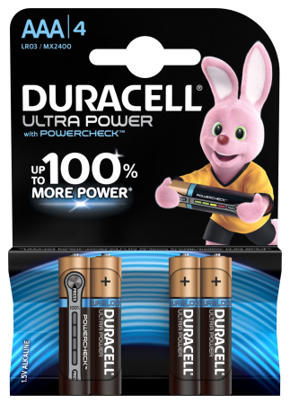 Duracell 5005818 Алкалиновая батарейка типа AAA  LR03 / MN 2400 LR03-4BL Ultra Power Б0038762