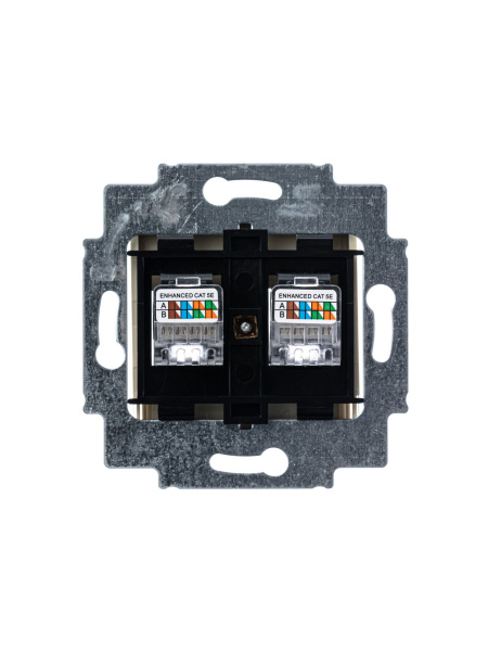 Купить ABB EPJ Levit слоновая кость / белый Розетка компьютерная, 2хRJ45 кат,5e, слоновая кость 2CHH295118A6017