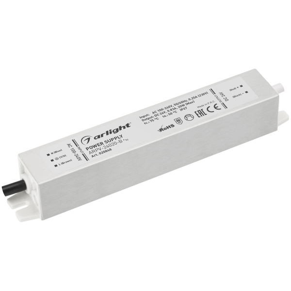 Arlight Блок питания ARPV-24020-B (24V, 0.8A, 20W) (IP67 Металл, 3 года) 020848