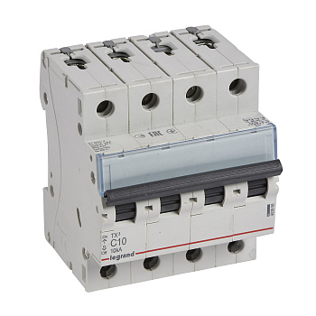 Legrand TX3 Автоматический выключатель 4P 10A (С) 6000/10kA 403956