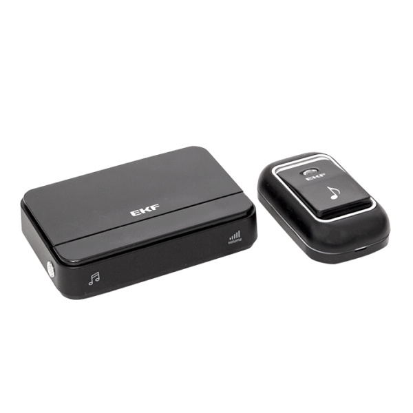 Купить Звонок беспр. на батарейках Classic (2х1,5В АА, черный, 51 мелод. с индик. 4 ур.) EKF