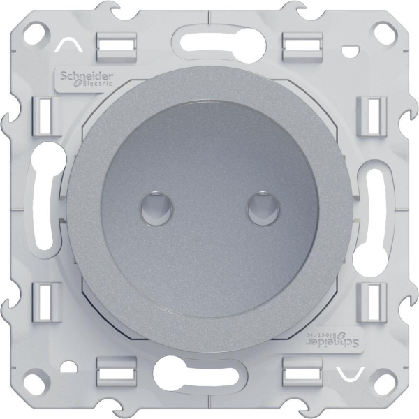 Купить SE Odace Алюминий Розетка б/з со шторками S53R033