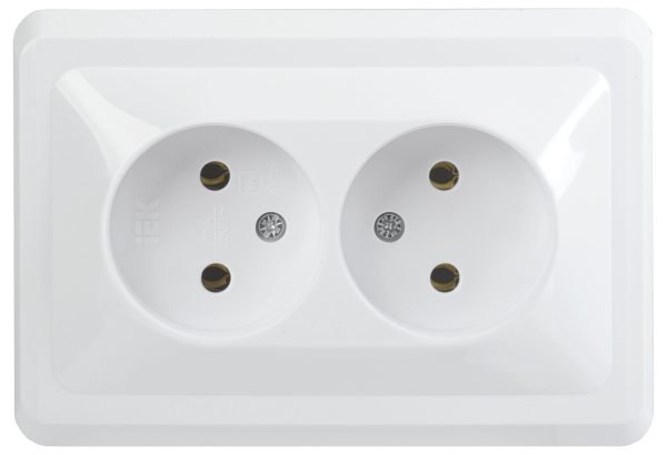 Купить IEK VEGA РС12-2-ВБ Розетка 2местн. без з/к без защ.штор. 10А ВЕГА (белый)