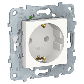 SE Unica New Бел Розетка с/з без шторок, с быстрозажимными клеммами, 16А, 250В NU505618