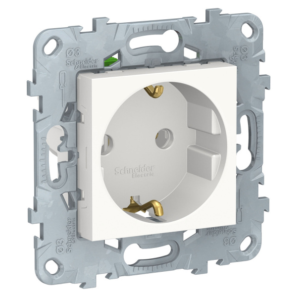 SE Unica New Бел Розетка с/з без шторок, с быстрозажимными клеммами, 16А, 250В NU505618