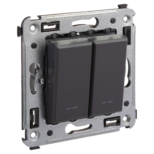 Купить DKC Выключатель двухклавишный в стену, "Avanti", "Черный матовый"