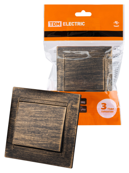 TDM Перекрестный выключатель 1-кл. 10А старинная бронза "Лама" SQ1815-0770