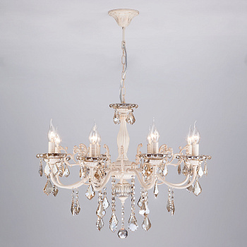 Eurosvet Люстра с тонированным хрусталем 3281/8 белый с золотом / тонированный хрусталь 00000063383