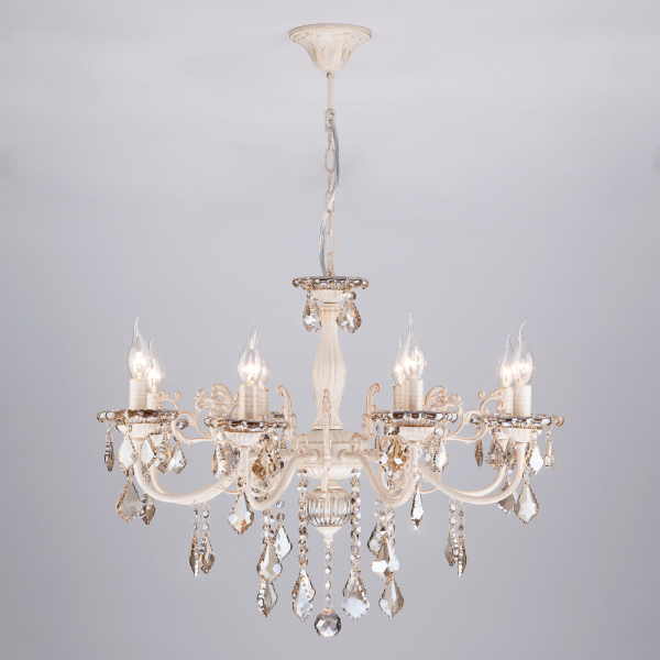 Eurosvet Люстра с тонированным хрусталем 3281/8 белый с золотом / тонированный хрусталь 00000063383