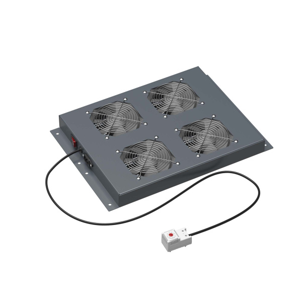 Купить DKC Потолочный модуль 4 вентилятора с термостатом для крыши напольных 19" IT-корпусов ДКС серии CQE шириной 600мм, RAL7011