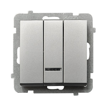Ospel Sonata Серебро матовое Выключатель 3-клавишный с подсветкой, без рамки ŁP-13RS/m/38