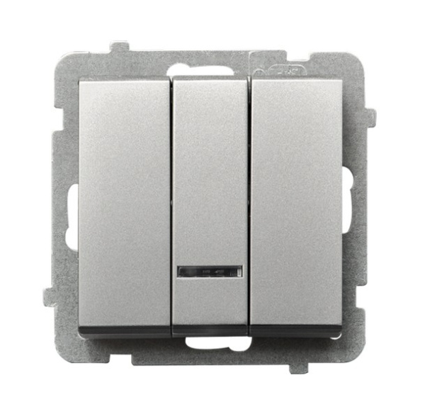Ospel Sonata Серебро матовое Выключатель 3-клавишный с подсветкой, без рамки ŁP-13RS/m/38