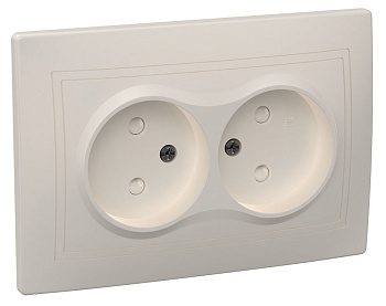 IEK KVARTA РСш12-2-ККм Розетка 2местн. без з/к с защ.штор. 10А (кремовый)