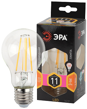 ЭРА F-LED A60-11W-827-E27 (филамент, груша, 11Вт, тепл, Е27)