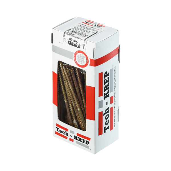 Tech-Krep Саморезы универсальные  130х6,0 мм (50 шт) желтые - коробка с ок. 102278