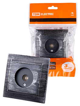 TDM Розетка телевизионная простая (0-2400МГц, "мама") старинное серебро "Лама" SQ1815-0658