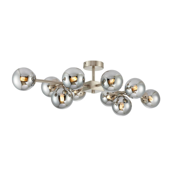 Favourite 2650-10U потолочная люстра Каркас цвета никель, плафоны из выдувного стекла дымчато-серого цвета