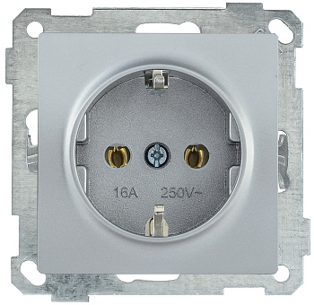IEK РС11-1-0-Б Розетка с з/к 16А BOLERO серебряный ERB11-K23-16