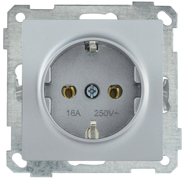 IEK РС11-1-0-Б Розетка с з/к 16А BOLERO серебряный ERB11-K23-16